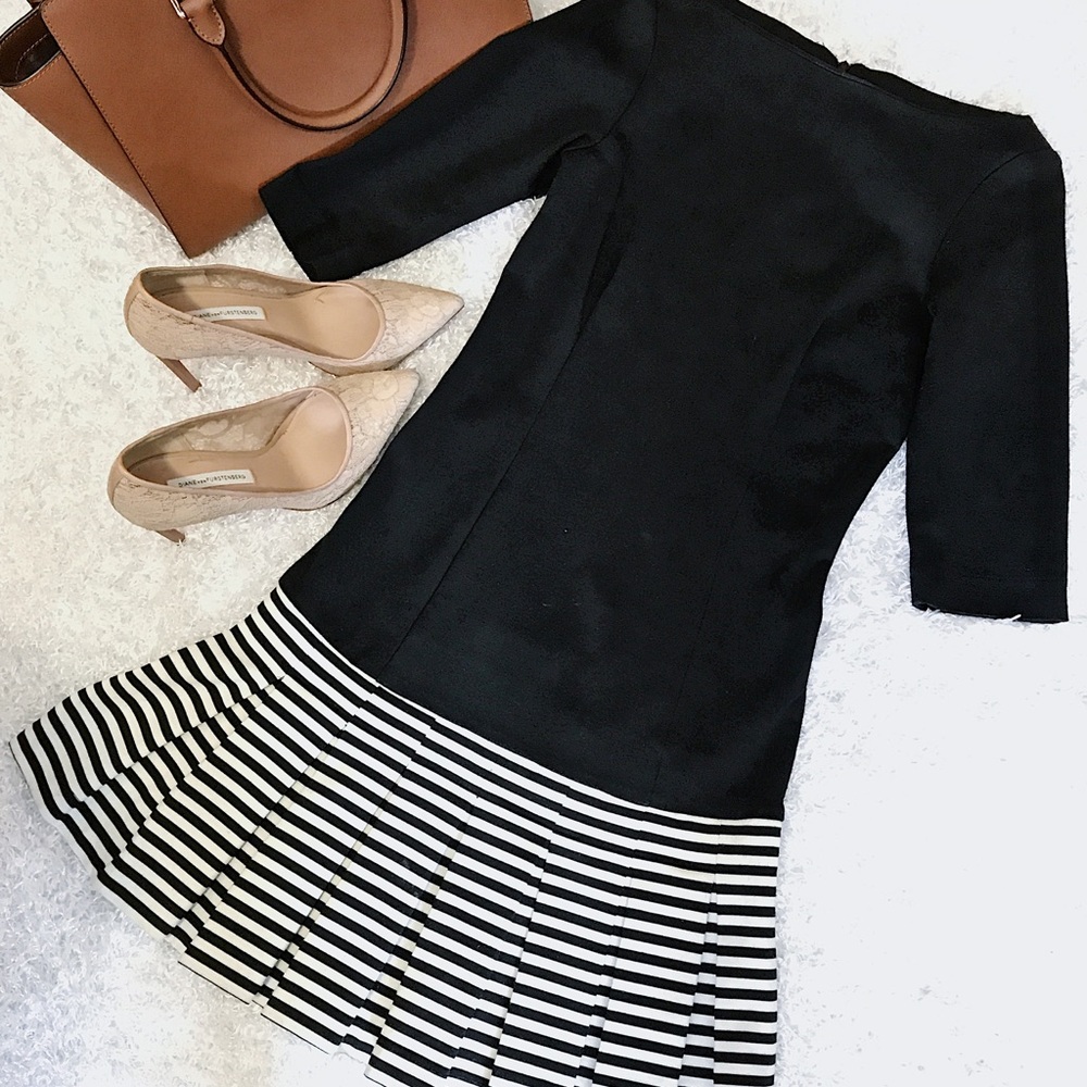 Black Dropped Waist Dress with sleeves